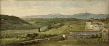  bauer - Panorama Landschaft mit einem Bauernhof symbolist George Frederic Watts